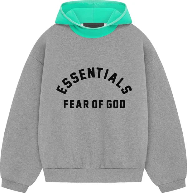 Fear Of God Essentials SS24 Nylon Fleece Hoodie - Dark heather & mint