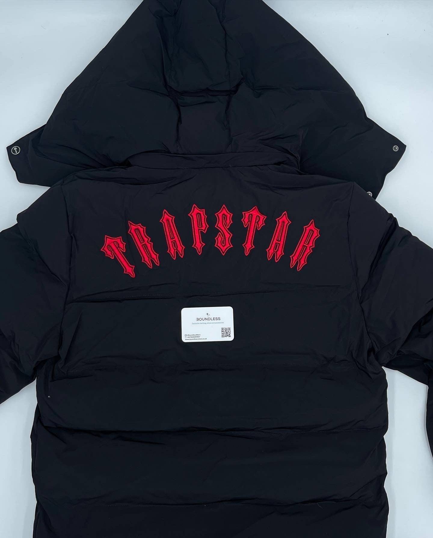 Trapstar Irongate Hooded Puffer Jacket Detachable Hood Black/Red ...